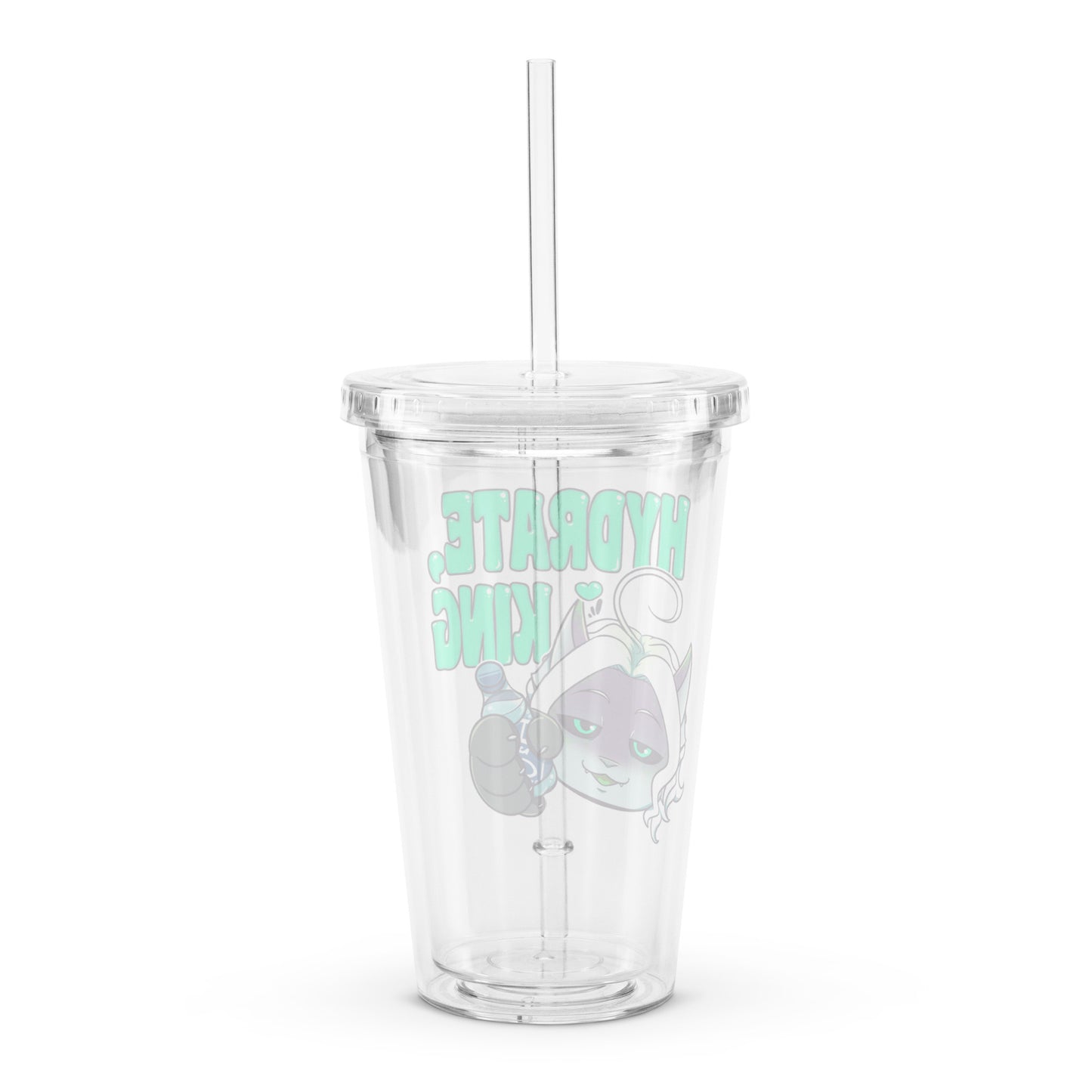 "Hydrate, King" Clear plastic tumbler