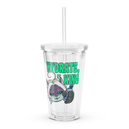 "Hydrate, King" Clear plastic tumbler