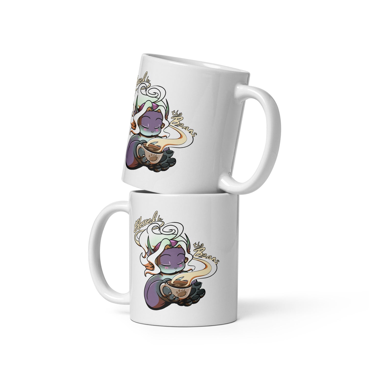 "Blessed be thy Beans" White glossy mug