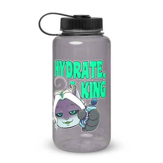 "Hydrate, King" Wide mouth plastic water bottle