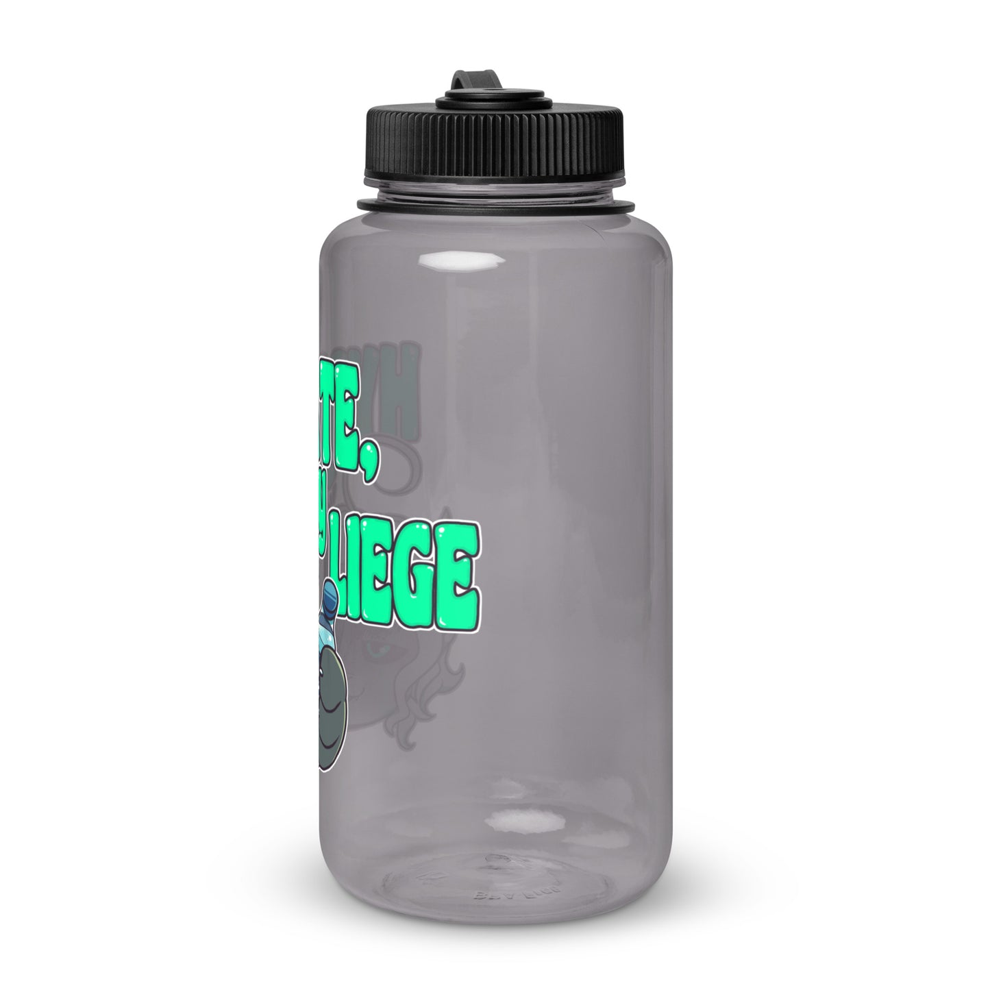 "Hydrate, my Liege" Wide mouth plastic water bottle